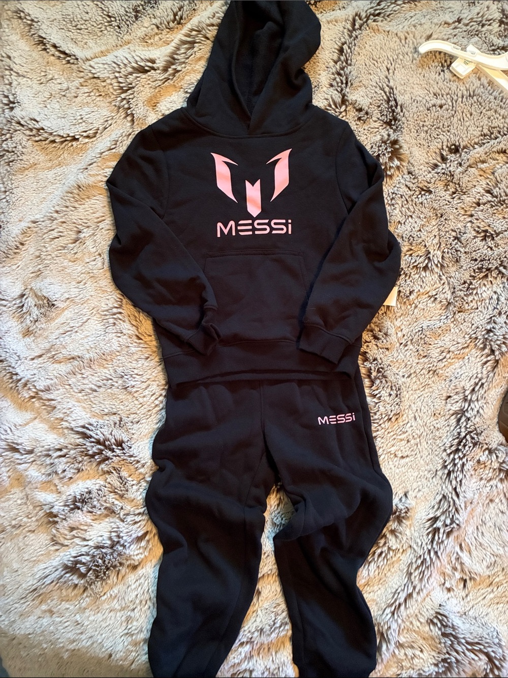 Messi Kids Black and Pink Hoodie & Jogger Set